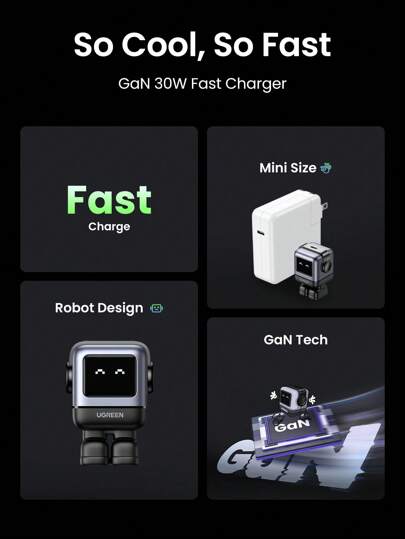 UGREEN RG 30W PD USB C Fast Robot GaN Charger