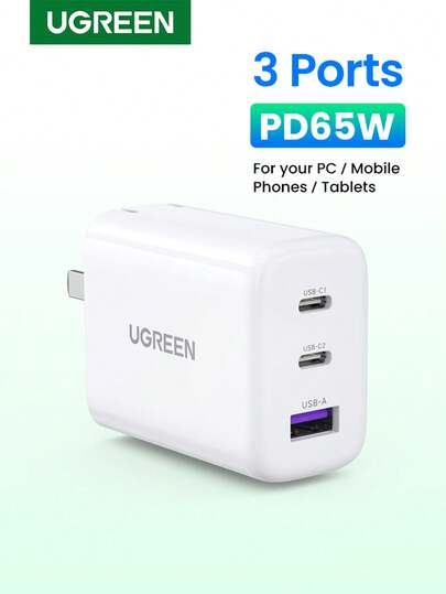UGREEN 65W Fast Charger 3 Ports Type C