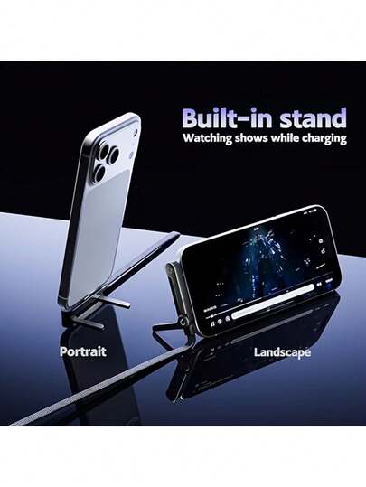 240W-65W Foldable Fast Charging Cable With Adjustable Phone Holder, Dual Type-C & USB-C Super Fast Charging, Bend-Proof Design, Compatible With Apple 15-17 Series, S, Suitable For Car And Home Use