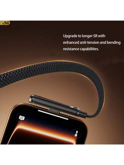 240W-65W Foldable Fast Charging Cable With Adjustable Phone Holder, Dual Type-C & USB-C Super Fast Charging, Bend-Proof Design, Compatible With Apple 15-17 Series, S, Suitable For Car And Home Use