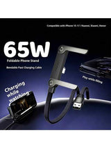 240W-65W Foldable Fast Charging Cable With Adjustable Phone Holder, Dual Type-C & USB-C Super Fast Charging, Bend-Proof Design, Compatible With Apple 15-17 Series, S, Suitable For Car And Home Use