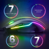 ONIKUMA CW905 6400 DPI Wired Gaming Mouse with Breathing LED Colors
