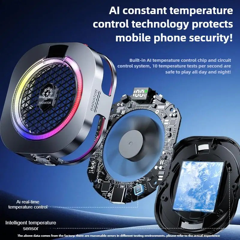 TH16 Pro Mobile Cooler 24W Magnetic & Back-Clip Ice Cooling Radiator Digital Display RGB Light Gaming