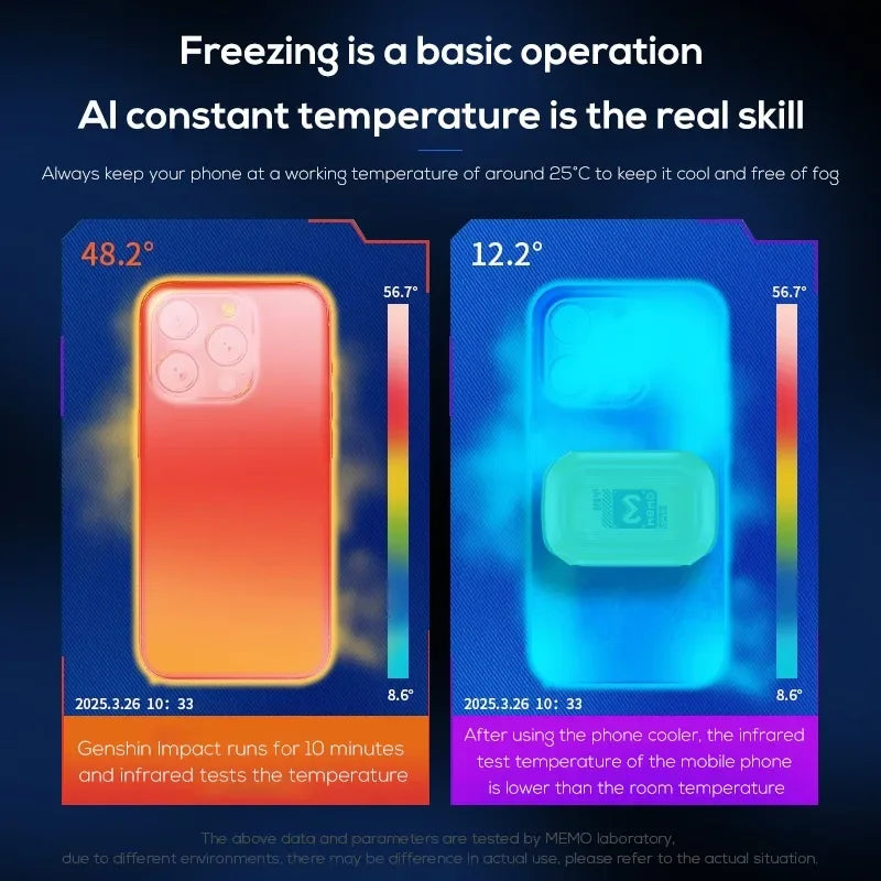 MEMO CX12, Mobile Phone Cooler, with External Battery, for PUBG, Magnetic Semiconductor Ice Cooling Radiator with AI